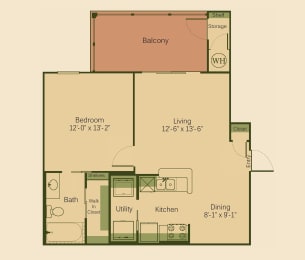 1 bed, 1 bath, 664 sqft, $1,290