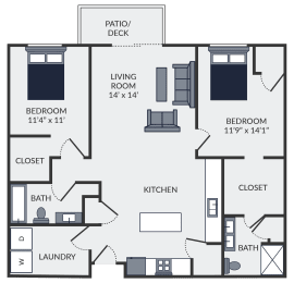 2 beds, 2 baths, 1,213 sqft, $1,405