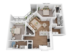 2 beds, 2 baths, 1,137 sqft, $2,500