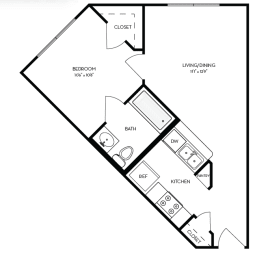 1 bed, 1 bath, 484 sqft, $1,088