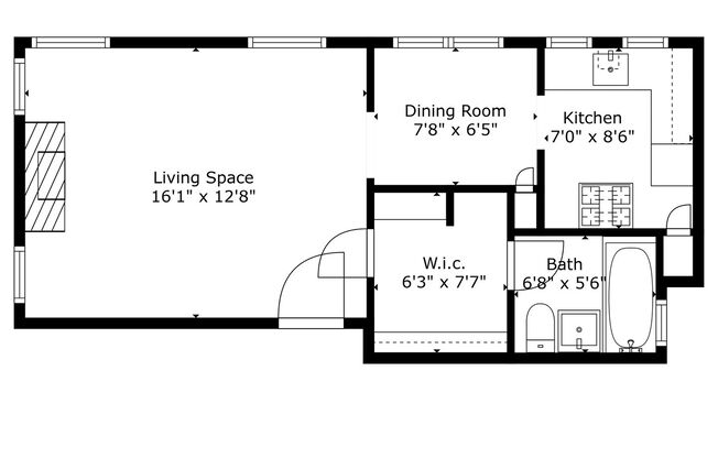 Studio, 1 bath, 414 sqft, $1,595, Unit 07