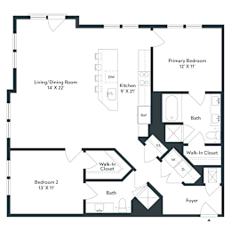 2 beds, 2 baths, 1,237 sqft, $2,407