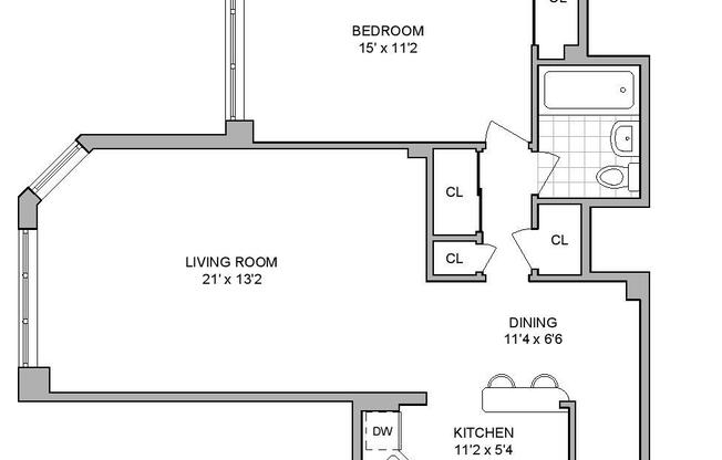 1 bed, 1 bath, 700 sqft, $4,300, Unit 6D