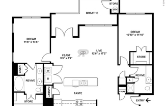 2 beds, 2 baths, 1,239 sqft, $1,708