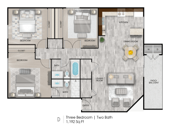 3 beds, 2 baths, 1,192 sqft, $1,835