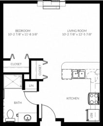 Studio, 1 bath, 546 sqft, $1,121