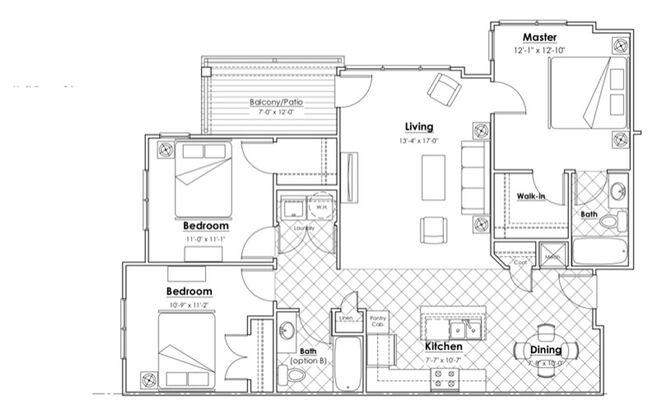 3 beds, 2 baths, 1,192 sqft, $1,695, Unit 4720-102