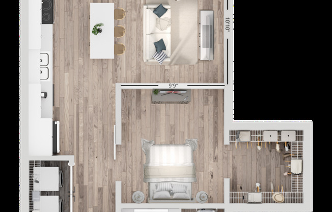 Studio, 1 bath, 507 sqft, $1,500, Unit 327