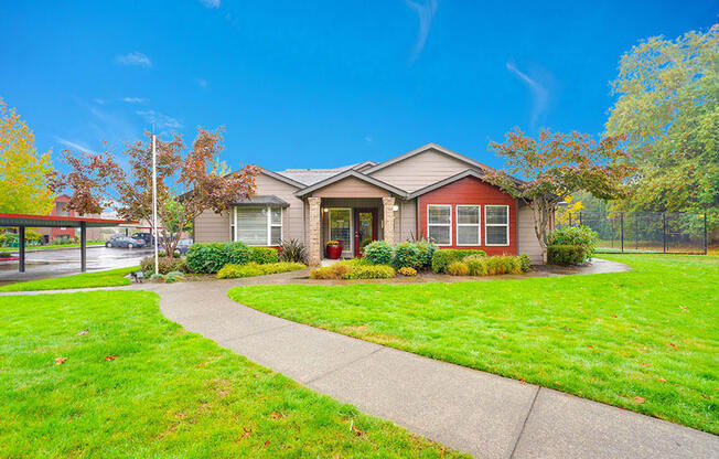 Apartments for Rent in Canby OR - Township - Leasing Office and a Grassy Courtyard