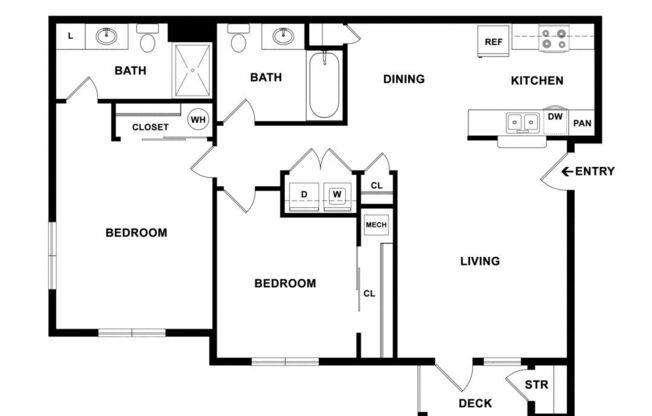 2 beds, 2 baths, 868 sqft, $1,640