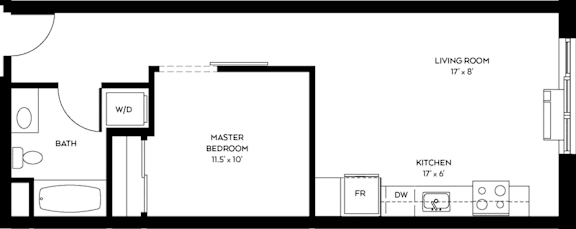 1 bed, 1 bath, 597 sqft, $1,526