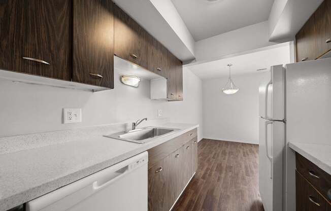 Modern and spacious kitchen at Knottingham Apartments in Clinton Township, MI.