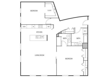 2 beds, 2 baths, 1,422 sqft, $2,595
