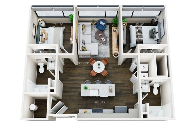 2 beds, 2 baths, 789 sqft, $1,550, Unit #312