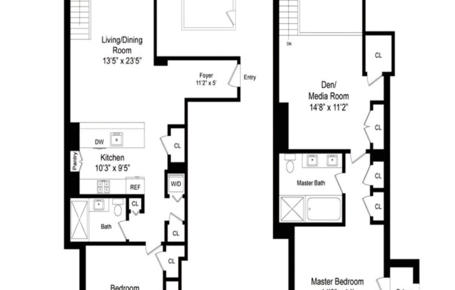 2 beds, 2 baths, 1,576 sqft, $10,500, Unit PH6C