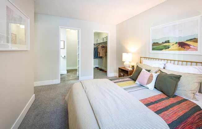 Bedroom with closet and bathroom
