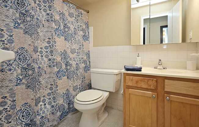 2 Bedroom 2 Bath Model Bathroom at Harbor Crest Apartments in Euclid OH