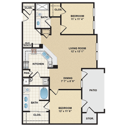 2 beds, 2 baths, 1,068 sqft, $1,691