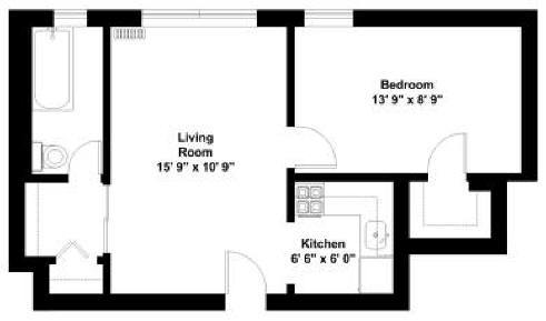 1 bed, 1 bath, 520 sqft, $2,400, Unit 608
