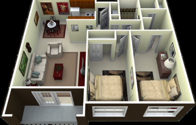 2 beds, 2 baths, 1,050 sqft, $1,715