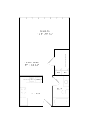 Studio, 1 bath, 497 sqft, $1,345