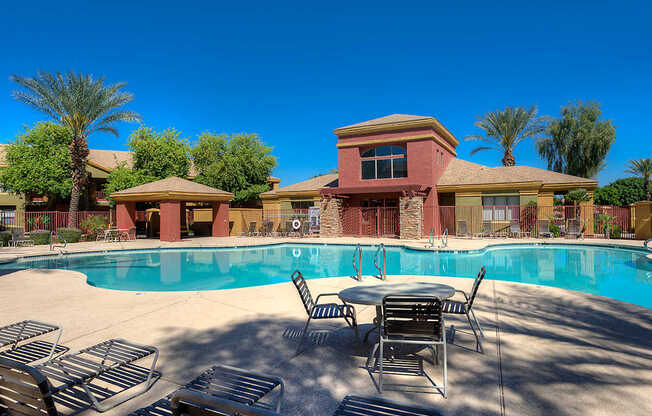 Pool side patio at San Lucas Apartments, Tolleson, 85353