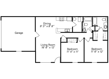 2 beds, 2 baths, 952 sqft, $1,615