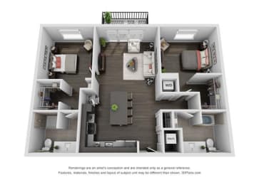 2 beds, 2 baths, 1,114 sqft, $4,756