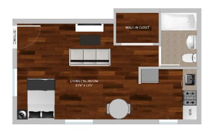 Studio, 1 bath, 375 sqft, $888