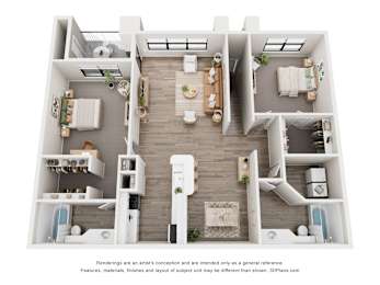 2 beds, 2 baths, 1,055 sqft, $1,603