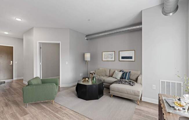 Spacious Living Area With Wood-Style Flooring