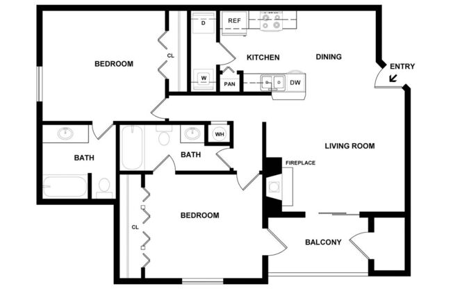 2 beds, 2 baths, 1,075 sqft, $1,902