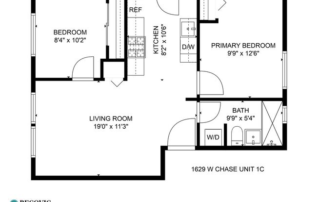 2 beds, 1 bath, 583 sqft, $2,200, Unit 1629-1C