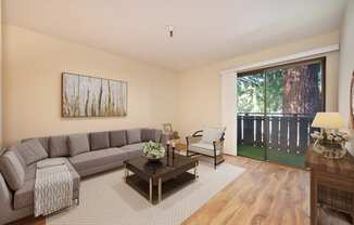 a living room with a couch and a coffee table