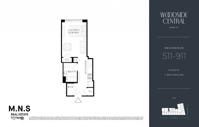 Studio, 1 bath, $2,620, Unit 511