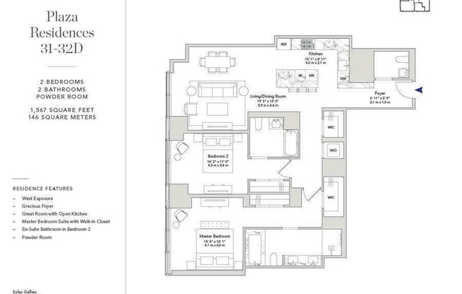 2 beds, 2.5 baths, 1,567 sqft, $16,500, Unit 31D