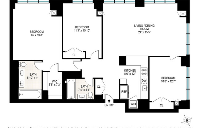 3 beds, 2 baths, 1,463 sqft, $9,950, Unit 38D