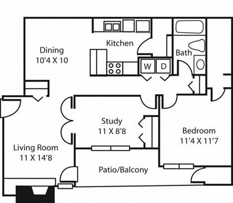 1 bed, 1 bath, 906 sqft, $1,112