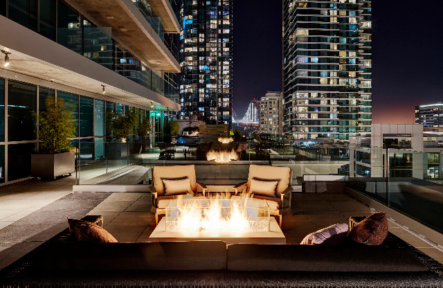 Enjoy a nighttime fire on our rooftop terrace
