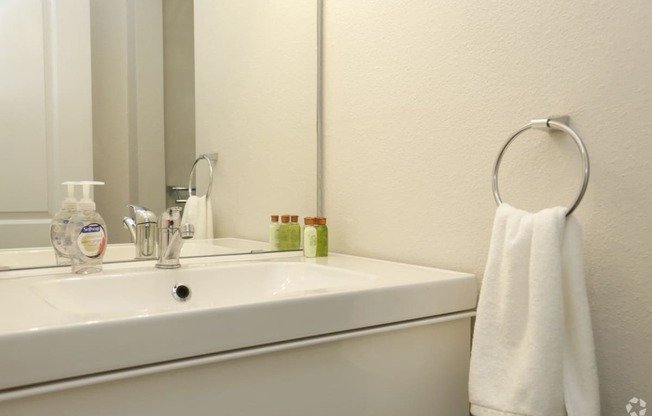 Soco at Alpine Bathroom Sink and mirror with decor