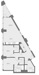 2 bed 2 bath floor plan D at Lakeview 3200 Apartments, Chicago, IL, 60657
