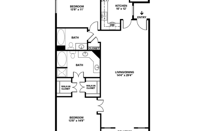 2 beds, 2 baths, 1,400 sqft, $2,070