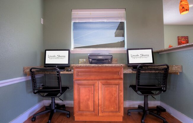 The business center located within the clubhouse is available to all residents.
