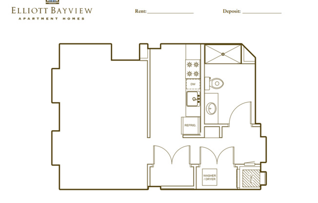 Studio, 1 bath, 585 sqft, $1,395, Unit 2-D