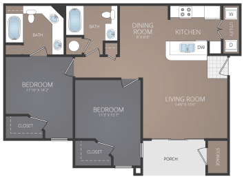 2 beds, 2 baths, 1,005 sqft, $1,806