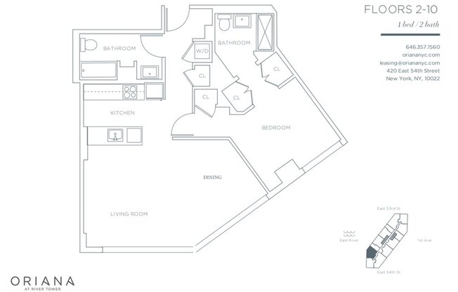 1 bed, 2 baths, 888 sqft, $7,019, Unit 1011