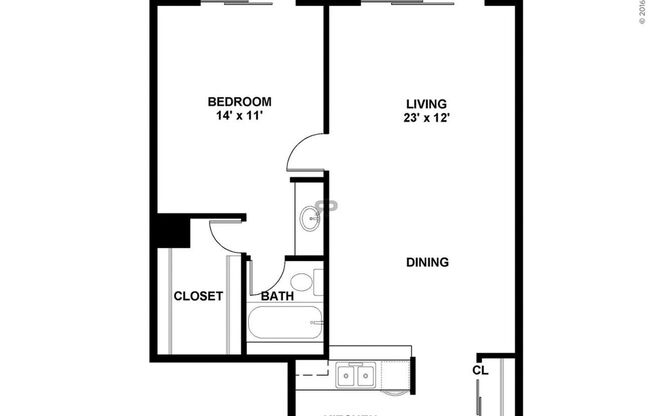 1 bed, 1 bath, 654 sqft, $1,100