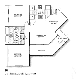 2 beds, 2 baths, 1,073 sqft, $1,727