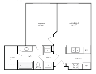 1 bed, 1 bath, 606 sqft, $1,142