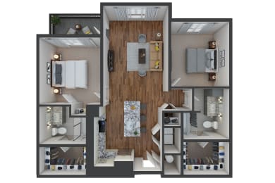 2 beds, 2 baths, 1,111 sqft, $2,549